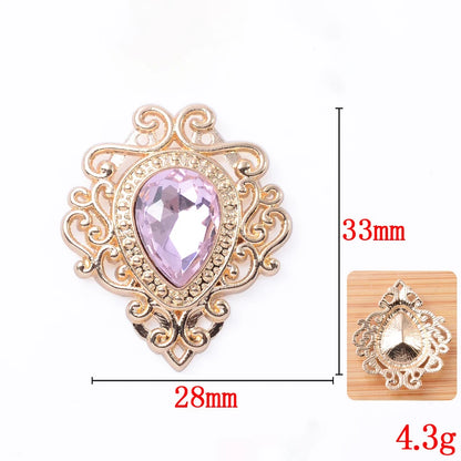 33*28mm Droplet diamond pendant accessories, flat bottom brooch accessories, DIY accessories, headwear accessories 10PCS