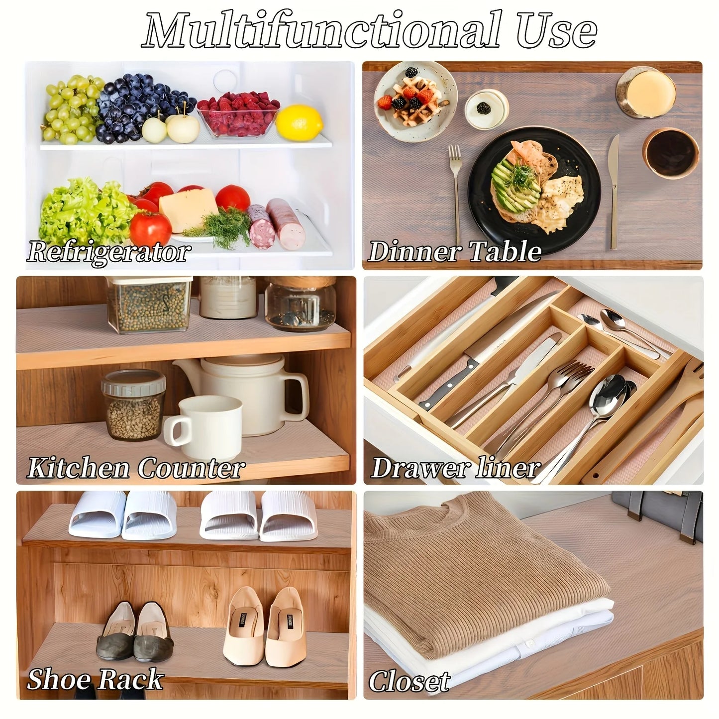 Waterproof and non-slip plastic shelf liner roll, 1 roll, multi-purpose cabinet drawer liner, suitable for kitchens