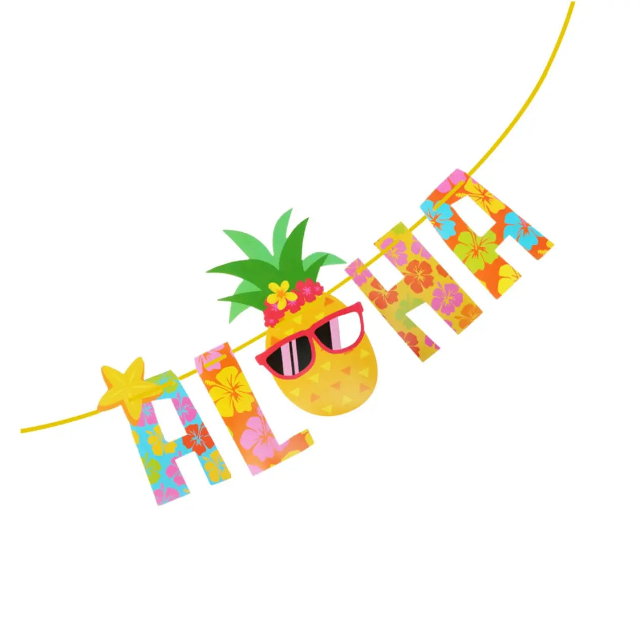 1Set Hawaiian Party Luau Aloha Party Flagbanner Pineapple Banquet Seaside Birthday Party Banner Summer Tropical Party Decoration