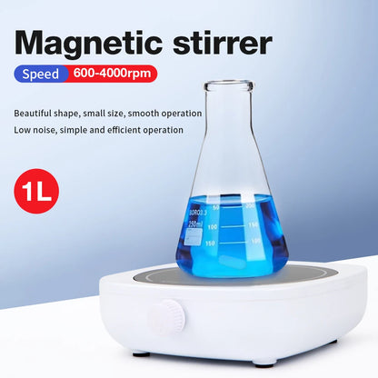 1L Magnetic Stirrer Mini Lab Stir Mixer Portable Stirrer Plate with Stir Bar for Laboratory 600-4000RPM Mixing Panel EU Plug