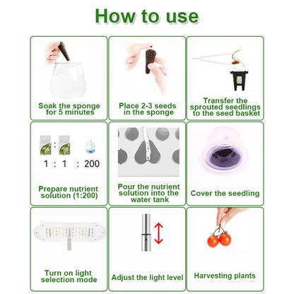 Hydroponics Growing System Indoor Garden Herb Garden Kit Indoor with LED Grow Light Quiet Smart Water Pump Automatic Timer Plant