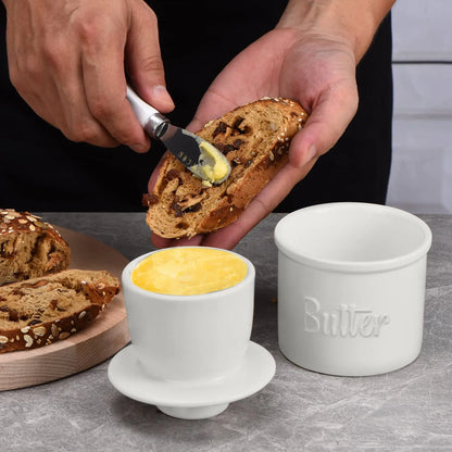 French Butter Crock For Counter With Butter Knife On Demand Spreadable Butter Ceramic Bell Style Butter Jar Butter Dish with Lid