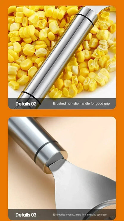 Stainless Steel Corn Planer with Ergonomic Handle – Effortlessly Peel & Separate Corn Husks for Fresh Fruit/Vegetable Prep
