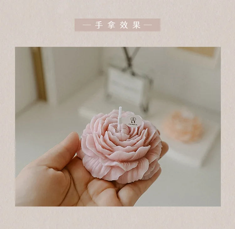 Peony Scented Candles, Handmade DIY Mini Floral Candles for Valentine's Day Gifts