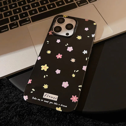 Korean Cute Flower Phone Case  For iPhone 16 15 14 13 12 11 Pro Max XS XR 7 8 Plus SE Mini Soft Shockproof Protective Back Cover