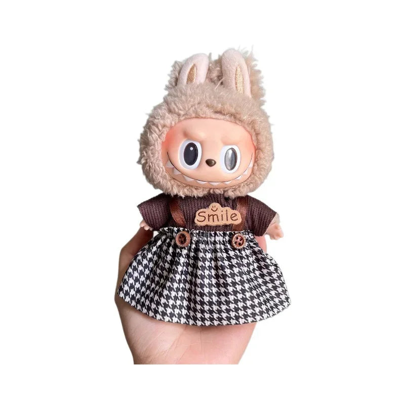POP Labubu baby clothes 17cm plush vinyl labubu sit-down party first-generation and second-generation suit, clothes only