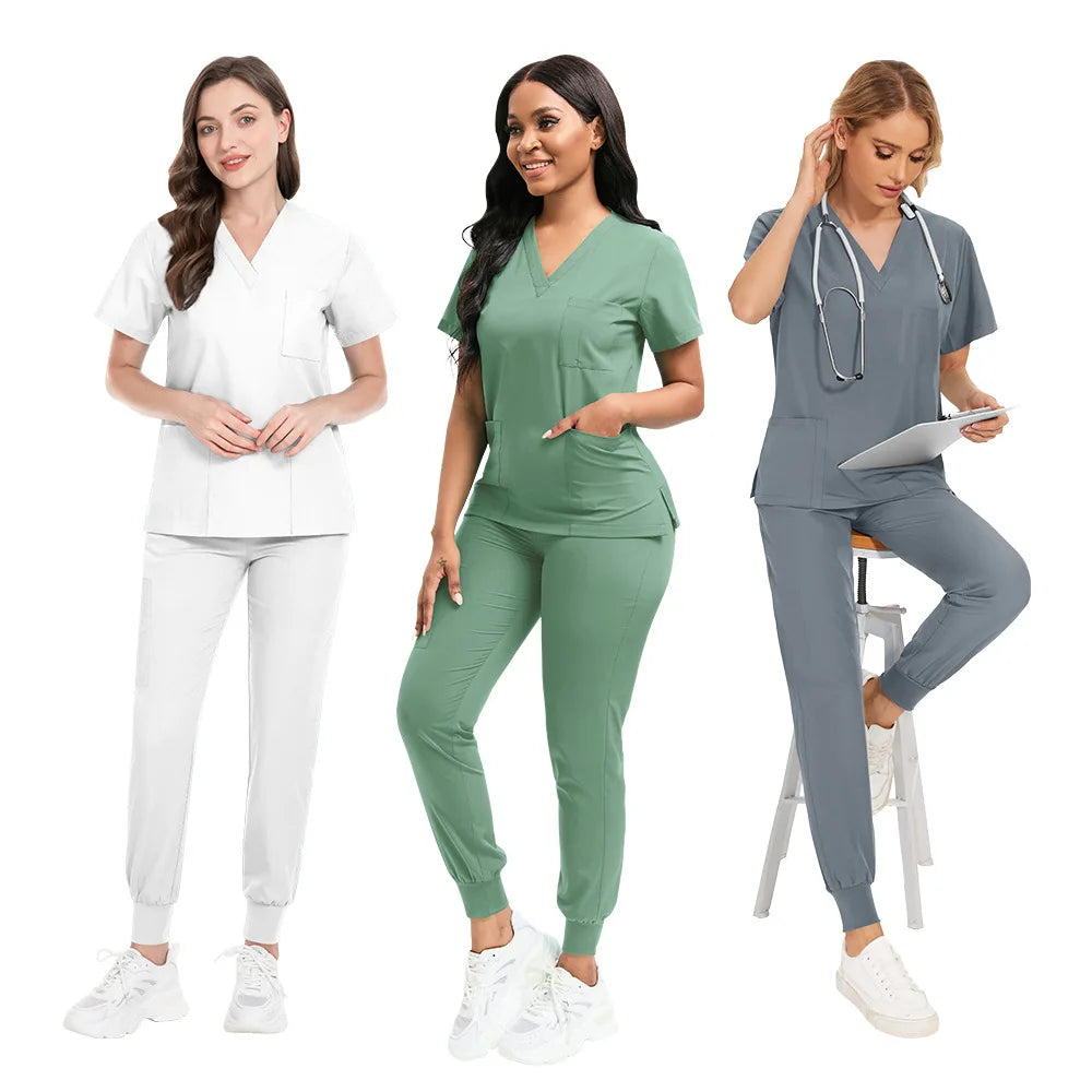 Medical Scrubs Bulk Order - Anti-Microbial Jogger Sets for Surgery/Dental/Vet/SPA/Pharmacy Multi-Pocket Workwear with Pen Slot