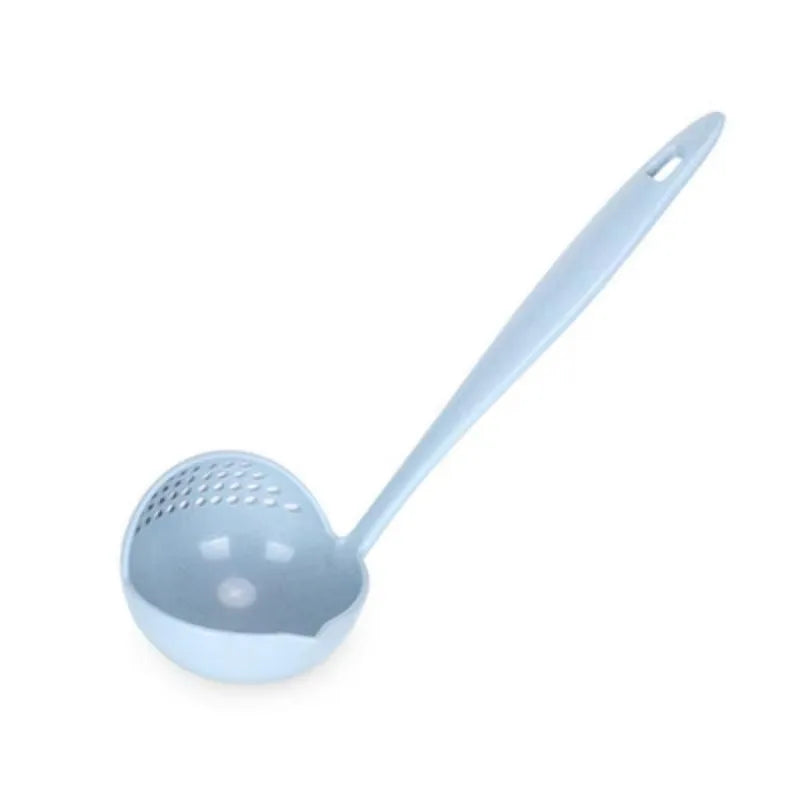 2 in 1 Creative Soup Spoon Long Handle Spoon Creative Spoon Strainer Spoon Cooking Tools Kitchen Wheat Straw Soup Spoon