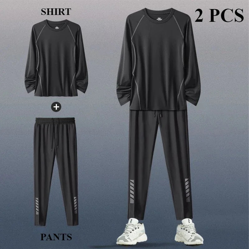 Sports Suit Men's Running Training Clothes Fitness Clothes Spring 2-3 PCS Running Quick-drying Sports Sets Jacket Mens Clothes