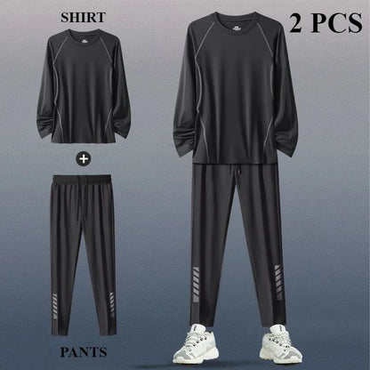 Sports Suit Men's Running Training Clothes Fitness Clothes Spring 2-3 PCS Running Quick-drying Sports Sets Jacket Mens Clothes