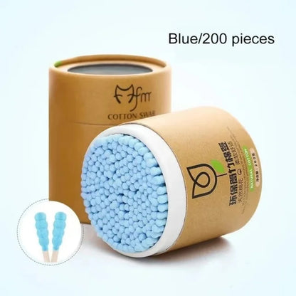 200pcs double layer disposable cotton swabs cosmetic cotton nose plugs ear plugs cleaning cotton swabs cotton spirals