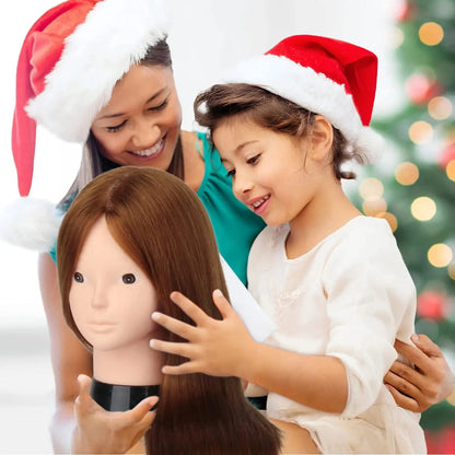 80% Real Hair Doll Head For Hairstyles Mannequin Head Hair Training Head Braid Hairdressing Practice Hair Styling Child Gift