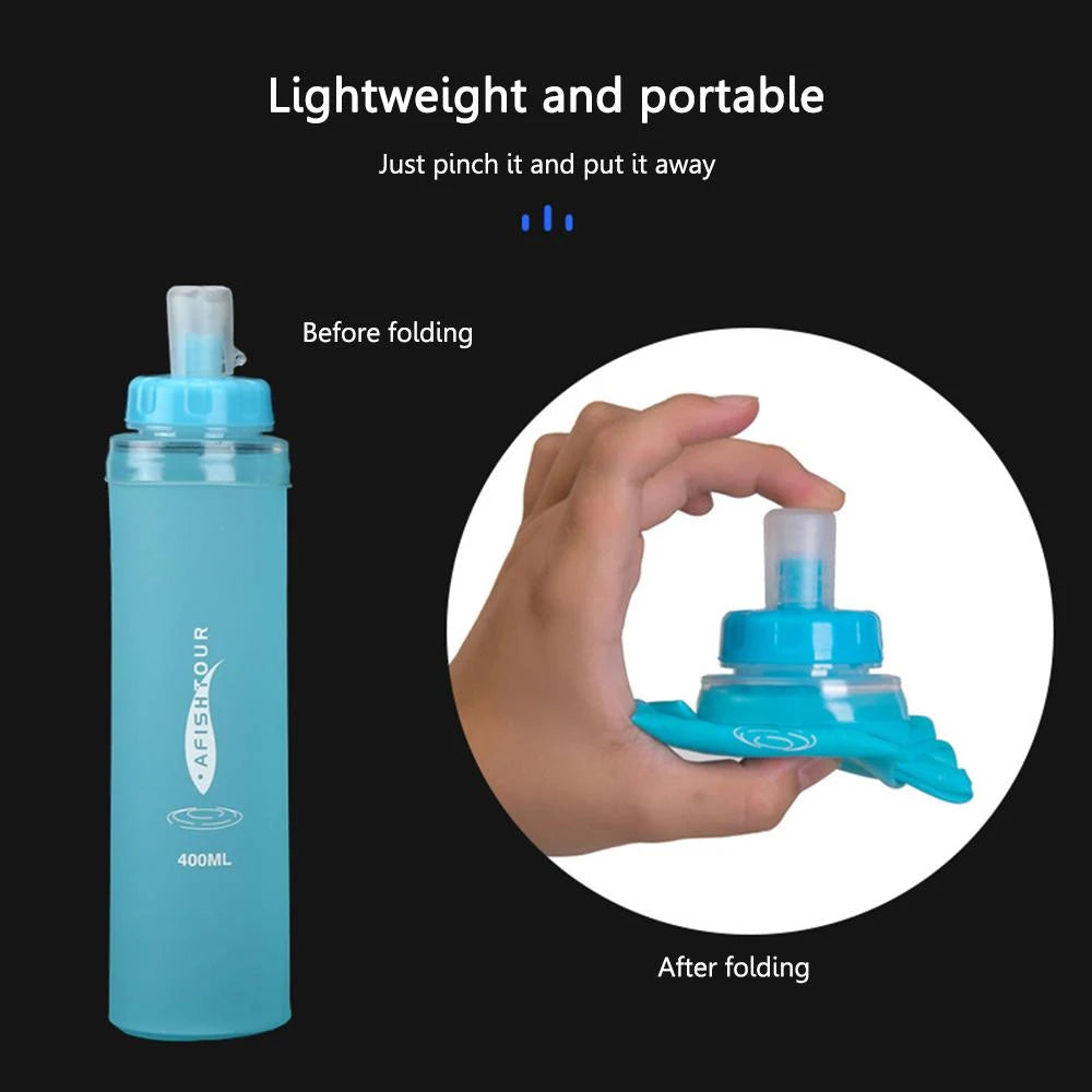 1PCS Soft Flask, Shrink As You Drink Soft Water Bottle for Hydration Pack, Folding Water Bottle Running,Hiking,Cycling,Climbing