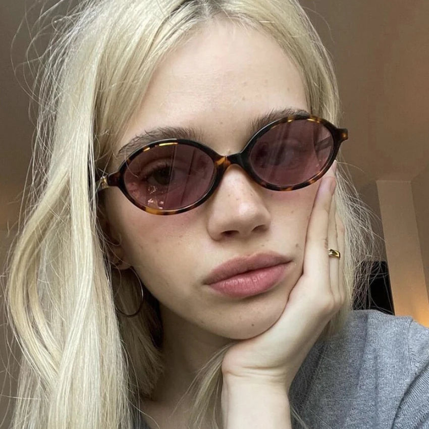 Vintage Oval Sunglasses Women Fashion Sun Glasses for Female Sexy Ladies Small Frame Round Eyewear