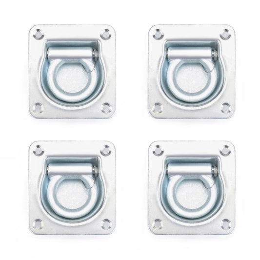 4PCS Recessed D-Ring Tie Down Anchors for Trailer, Trailer Tie Down Anchors Heavy Duty Kit for Trailer or Deliveries
