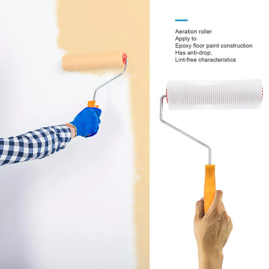 9 Inch 23cm Self Leveling Spiked Roller Brush Cement Floor Defoaming Tool With Handle Plastic Flooring Screed Roller