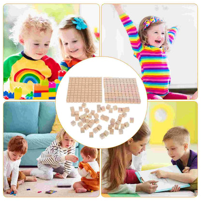 61 Pcs Math Building Blocks Decimal Operation Wood Cubes Manipulatives Counting Blocks Educational Supplies Drafting Supplies