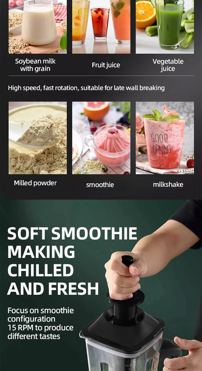 500W Heavy Duty Commercial Blender Stationary Mixer Ice Smoothies Appliances for Kitchen Professional High Power Food Processor