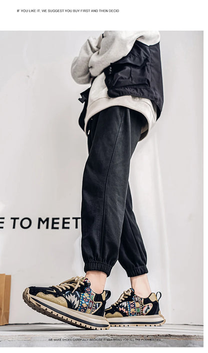 2025 Trend Print Mens Fashion Shoes Design Chunky Men Casual Sneaker Breathable Platform Sneakers Male Running Jogging Shoes