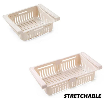 1Pc Adjustable Stretchable Fridge Organizer Drawer Basket Refrigerator Pull-Out Drawers Fresh Spacer Layer Storage Rack