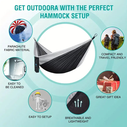 Camping Hammock Lightweight Portable Hammock with Tree Straps Camping Gear for Outside Hiking Beach Backpack Travel