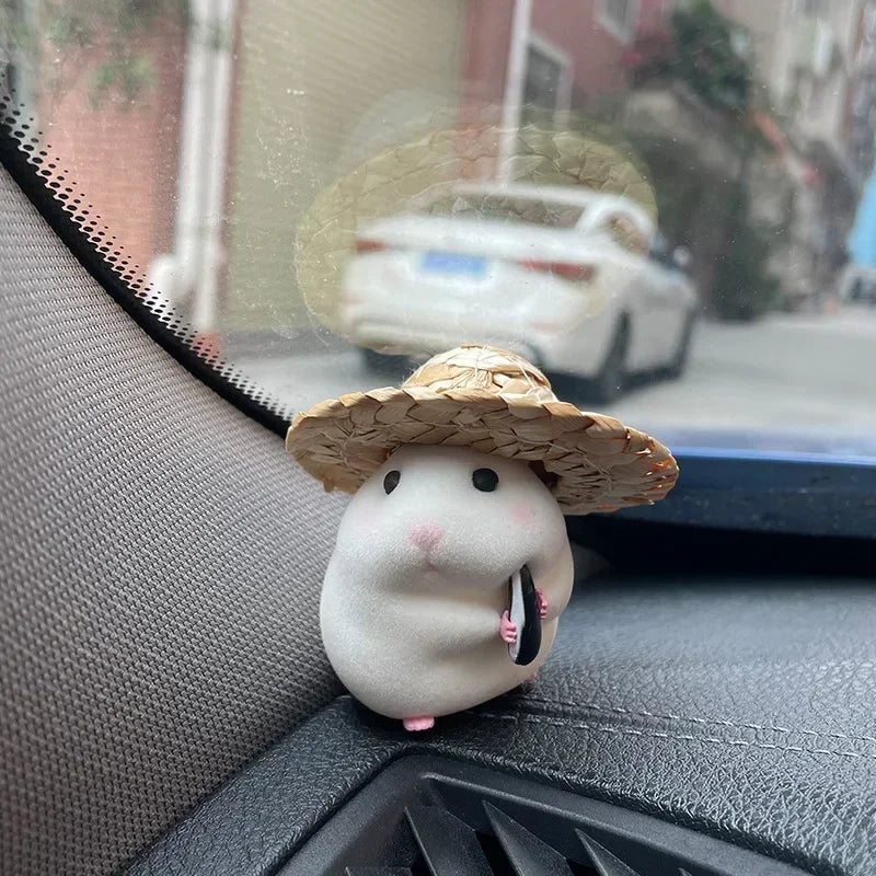 Home Decoration Cute Hatted Coin Hamster Luxury Home Decor For Car Interior Hanging Home Accessories Pendant desk decoration