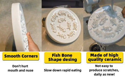 Oitabi Slow Feeder Cat Bowls, Ceramic Cat Slow Bowl Interactive Bloat Stop Slow Feeder Healthy Eating Pet Dog Slow Feeding Bowls