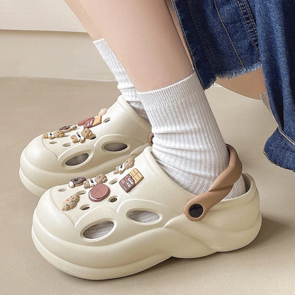 Women Thick Bottom Hole Shoes Summer Beach Platform Sandals Fashion Comfortable Indoor Outdoor Slippers