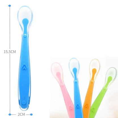 Baby Feeding Spoons Training Children Infant Temperature Sensoning Food Grade Flatware Tableware Cutlery Silicone Spoon With Box