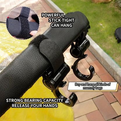 Rotating Stroller Hooks Durable ABS Black  Multi Purpose Shopping Bag Clips for Diaper Essentials Organization Gear Organization