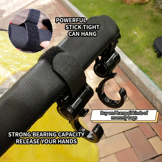 Rotating Stroller Hooks Durable ABS Black  Multi Purpose Shopping Bag Clips for Diaper Essentials Organization Gear Organization