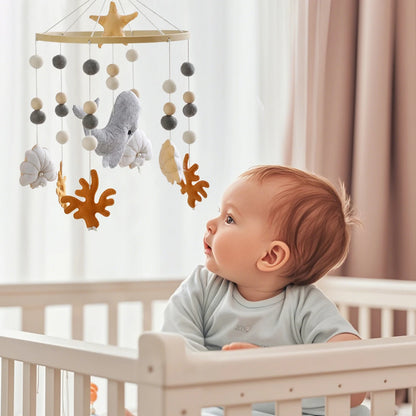 Baby Crib Mobiles Rattle Toy 0-12Months Soft Felt Whale Ball Bed Bell Newborn Music Box Bed Bell Crib Hanging Toys Infant Toys