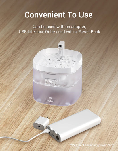 ROJECO Automatic Cat Water Fountain Smart Pet Water Dispenser with Pump for Dog Rechargeable Drinking Filter Cat Drinking Supply