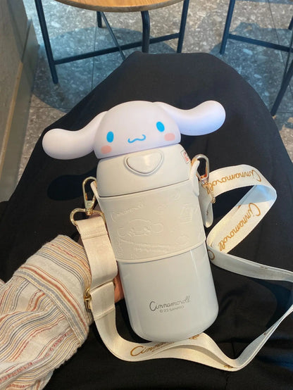 560ml Sanrio Kuromi Stainless Steel 316 Thermos Kawaii Hello Kitty Cinnamoroll Melody Kids Vacuum Flask Water Bottle Tumbler