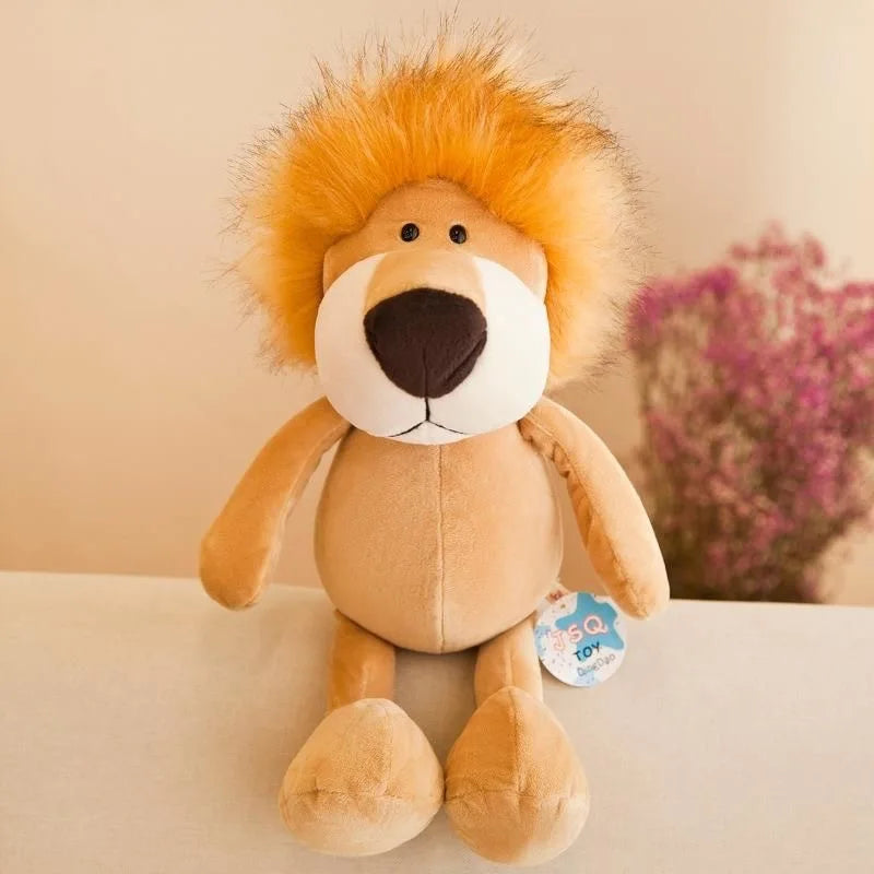 Stuffed Plush Animals Toys Soft Dolls Jungle Lion Elephant Tiger Dog Fox Monkey Deer Children Gift Kawaii Baby Kids Hobbie Toys