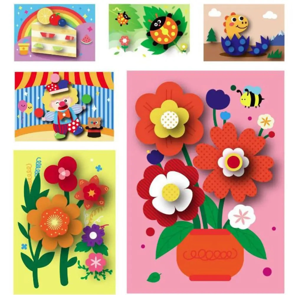 Educational Toys 3D Stereoscopic Sticker Handmade Montessori DIY Paste Material Kit Self-adhesive Cute Animals Sticker Book Kids