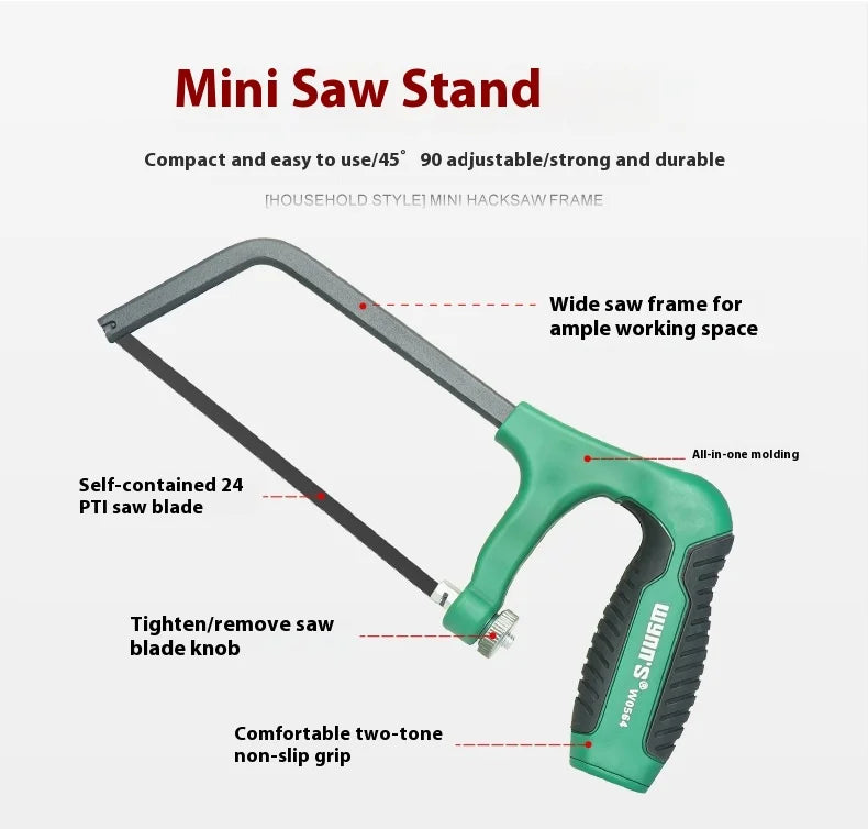Damaly, Hacksaw Stand, Aluminium Power Hand Saw, Household Mini Adjusting Saw, Bow Stand, Woodworking Saw, Hand Saw