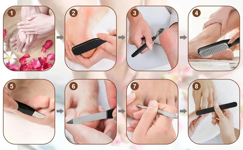 Foot Care Tool Pedicure Manicure Kit Set Stainless Steel Peeling Exfoliating Callus Dead Skin Remover Foot Scrubbing Brush
