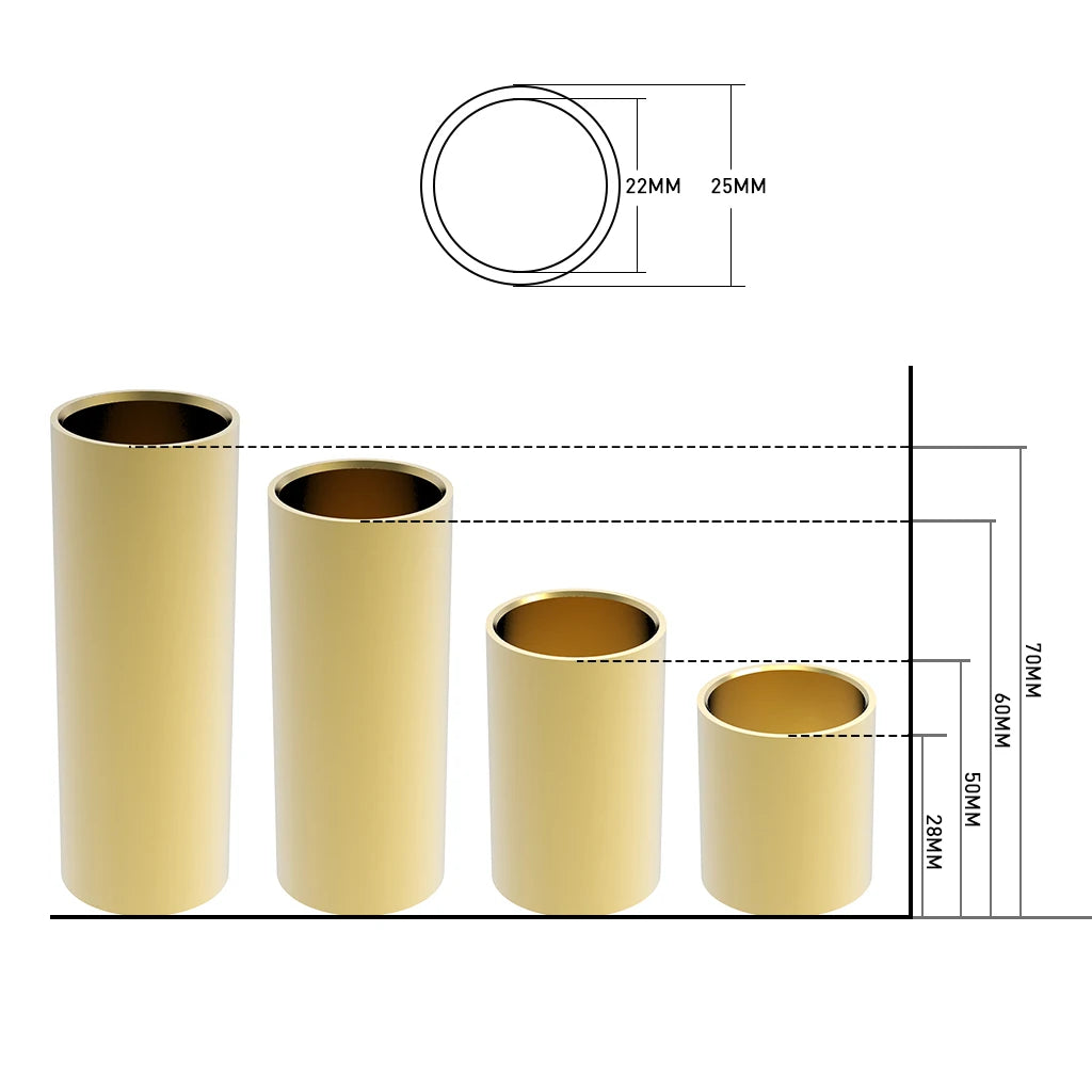 NAOMI Golden-plated Steel Guitar Slide Length 28 50 60 70 mm Stainless Slider Guitarra Smooth Edge Metal Finger Slide For Guitar