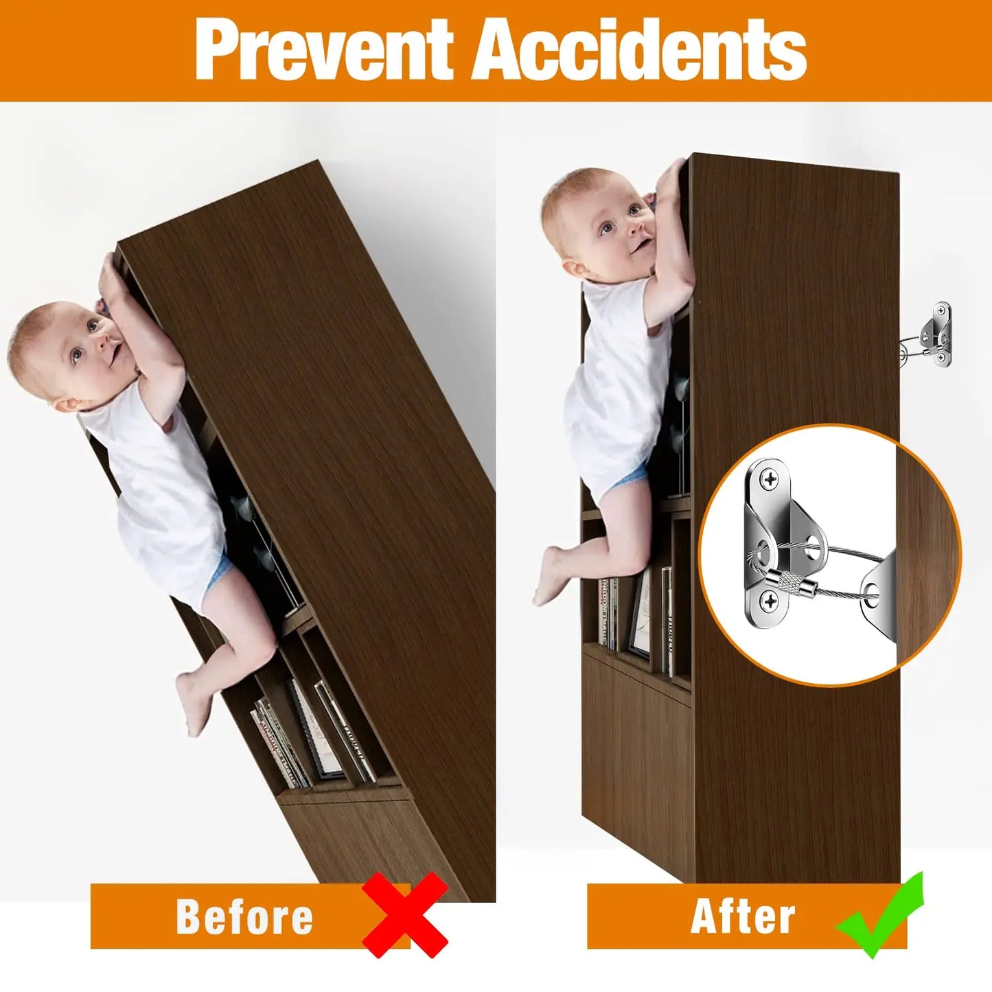 6 Sets Furniture Anchors Anti Tip Furniture Anchors for Baby Proofing, Safety Anchor Furniture Fasteners to Wall