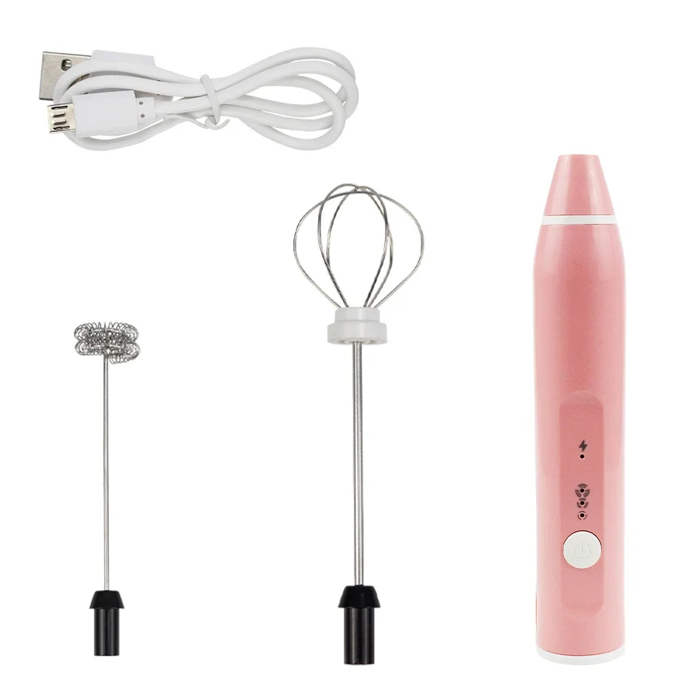 Portable UBS Electric Egg Beater 3-speed Wireless Blender Coffee Milk Bubbler Cream Butter Whipper Food Blender