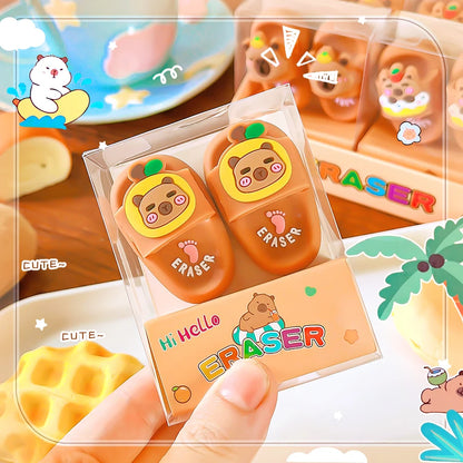 school teacher gift back to school supplies Aesthetic cute stationery Kawaii capybara funny erasers Slippers rubber cute things
