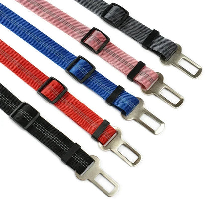 Adjustable Dog Seat Belt - Reflective Nylon Safety Lead for Car Travel, Elastic Puppy Harness for Small/Large Dogs