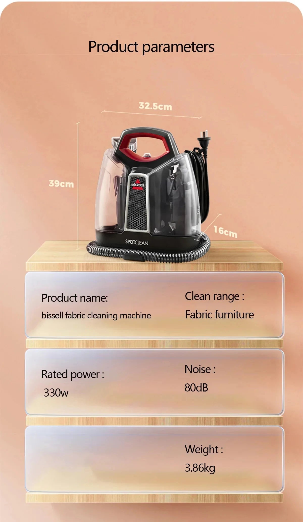 BISSELL SpotClean Handheld Steam Cleaner Sofa Carpet Curtain Car Vacuum Cleaner Spray Suction Integrated Machine Clean Machine