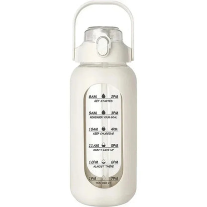 1000ML Glass Water Bottles with Straw, Glass Bottle with Silicone Sleeve and Time Marker, for Gym Camping Home Office