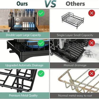 Kitchen Organizer Dish Drying Rack Utensils Storage Rack Bowls Knife Fork Pot Holder Countertop Dinnerware Drainboard