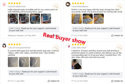 20pcs Press On Nail Packaging Boxes With Double Sided Adhesive Nail Tape Acrylic Press On Nail Storage Box in 4 Colors For Nail