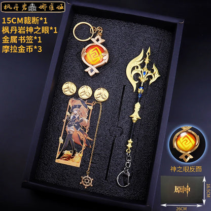 Genshin Impact Peripheral Bookmarks Vision of God Pendants Keychains Servant Weapon Models Combination Sets Gifts and Presents