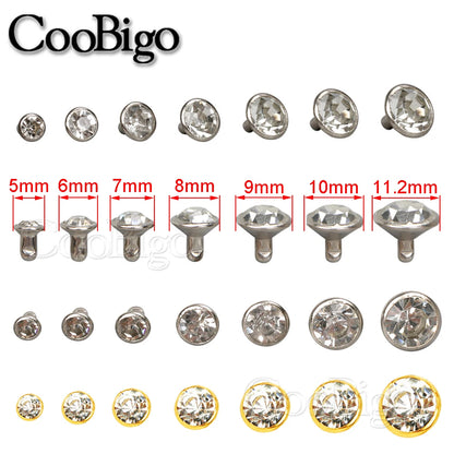 100sets Glass Crystal Double Cap Rivet Stud Rhinestone Nail Spike DIY Leathercraft Fashion Apparel Shoes Bags Decor Accessories