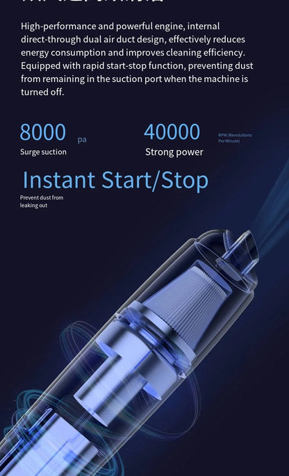 Vacuum Cleaner Mini Car Cleaning Powerful Suction Handheld Car Vacuum Cleaner Rechargeable for Car and Home Auto Vacuum Cleaner